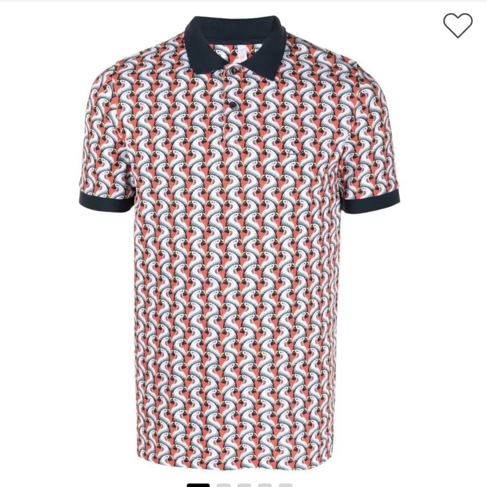 Sun 68 Bird Print Short Sleeve Polo Shirt